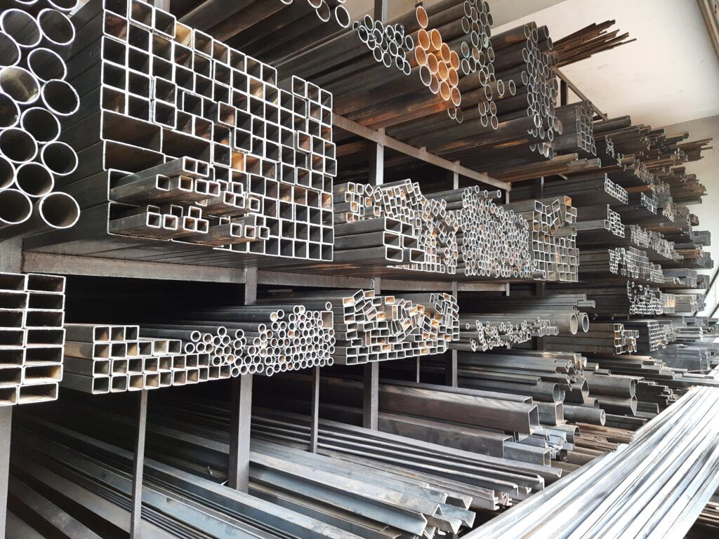 Storage of different mild steel products in a warehouse